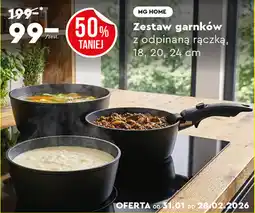 Biedronka MG HOME Zestaw garnków z odpinaną rączką, 18, 20, 24 cm oferta