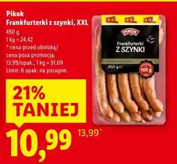 Lidl Pikok Frankfurterki z szynki, XXL (450g) oferta