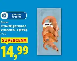 Lidl Norso Krewetki gotowane w pancerzu, z głową oferta