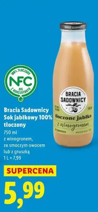 Lidl Bracia Sadownicy Sok jabłkowy 100% tłoczony oferta