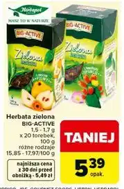 Carrefour Herbapol Big-Active herbata zielona 15-17g (20 torebek) oferta