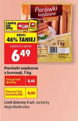 Biedronka Parówki wędzone z kurcząt oferta