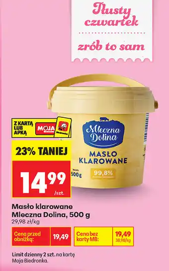 Biedronka Masło klarowane Mleczna Dolina oferta