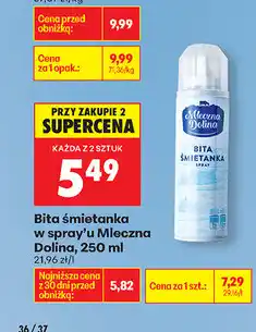 Biedronka Bita śmietanka w spray'u Mleczna Dolina oferta