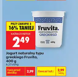 Biedronka Jogurt naturalny typu greckiego Fruvita oferta