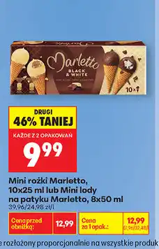 Biedronka Mini rożki Marletto, 10x25 ml lub Mini lody na patyku Marletto, 8x50 ml oferta