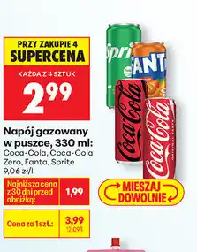 Biedronka Napój gazowany, puszka 330 ml (Coca-Cola, Coca-Cola Zero, Sprite, Fanta) oferta