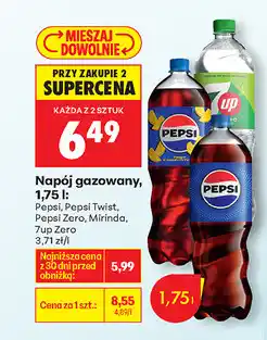 Biedronka Napój gazowany, 1,75 l (Pepsi, Pepsi Twist, 7up, Mirinda, 7up Zero, Pepsi Max, 7up Free) oferta