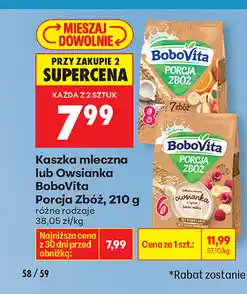 Biedronka Kaszka mleczna lub Owsianak Bobovita Porcja Zbóż oferta