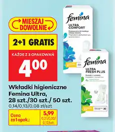 Biedronka Wkładki higieniczne Femina Ultra, 28 szt./30 szt./50 szt oferta
