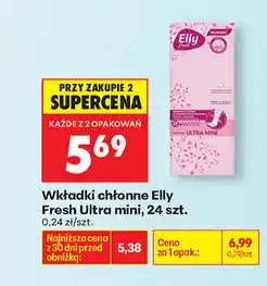 Biedronka Wkładki ochronne Elly Fresh Ultra mini, 24 szt oferta