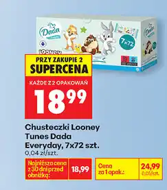 Biedronka Chusteczki Looney Tunes Dada Everyday, 7x72 szt oferta