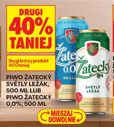 Biedronka Piwo Žatecký Světlý Ležák, 500 ml lub Piwo Žatecký 0,0% oferta
