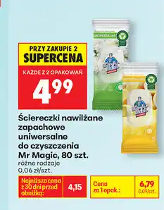 Biedronka Ściereczki nawilżane zapachowe uniwersalne do czyszczenia Mr Magic, 80 szt oferta