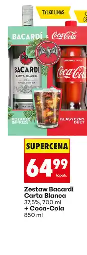 Biedronka Zestaw Bacardi Carta Blanca 37,5%, 700 ml + Coca-Cola 850 ml oferta