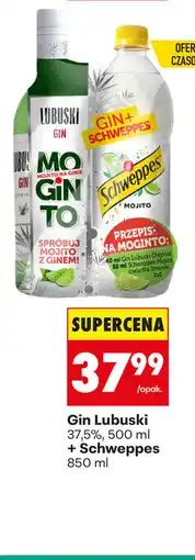 Biedronka Gin Lubuski 37,5%, 500 ml + Schweppes 850 ml oferta