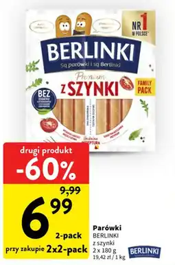 Intermarche Parówki BERLINKI z szynki oferta
