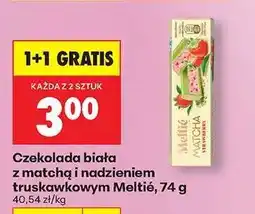 Biedronka Czekolada biała z matchą i nadzieniem truskawkowym Meltié, 74 g oferta
