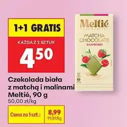 Biedronka Czekolada biała z matchą i malinami Meltié, 90 g oferta