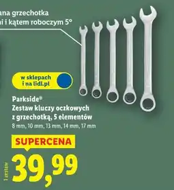 Lidl Parkside Zestaw kluczy oczkowych z grzechotką, 5 elementów oferta