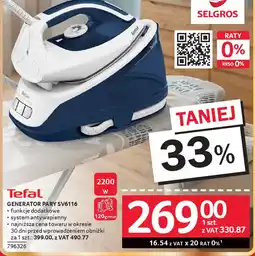 Selgros Generator pary Tefal SV6116 oferta