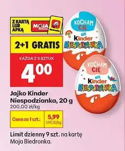Biedronka Jajko Kinder Niespodzianka 20 g oferta