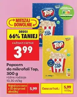 Biedronka Popcorn do mikrofali Top, 300 g oferta