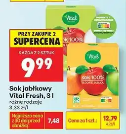Biedronka Sok jabłkowy Vital Fresh, 3 l oferta