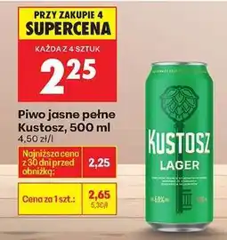Biedronka Piwo jasne pełne Kustosz, 500 ml oferta