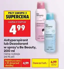 Biedronka Antyperspirant lub Dezodorant w spray’u Be Beauty, 200 ml oferta