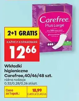 Biedronka Wkładki higieniczne Carefree 40/46/48 szt oferta