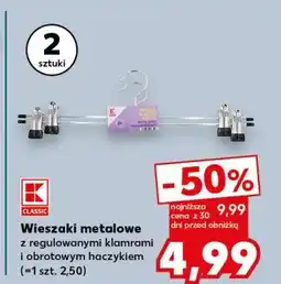 Kaufland Wieszaki metalowe z regulowanymi klamrami i obrotowym haczykiem (2 szt.) oferta
