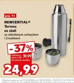 Kaufland NEWCENTIAL Termos ze stali ze składanym uchwytem i 2 kubkami oferta