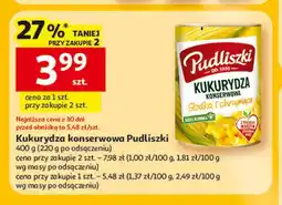 Auchan Kukurydza konserwowa słodka i chrupiąca Pudliszki oferta