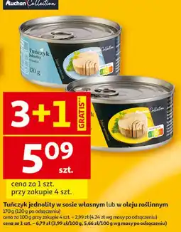 Auchan Tuńczyk w kawałkach oleju roślinnym Auchan oferta