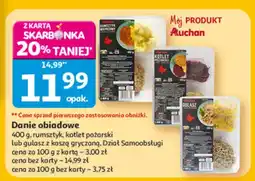 Auchan Danie obiadowe rumsztyk, kotlet poznański lub gulasz z kaszą gryczaną oferta