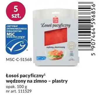 Łosoś pacyficzny wędzony na zimno plastry