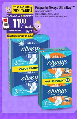 Polomarket Podpaski Always Ultra Day (16-18-20 szt.) oferta