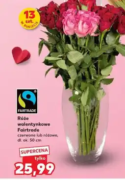 Kaufland Róże walentynkowe Fairtrade (13 szt. bukiet, 50 cm) oferta