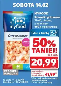 Kaufland MYFOOD Krewetki gotowane 31-40, obrane z ogonkiem 400 g opakowanie oferta