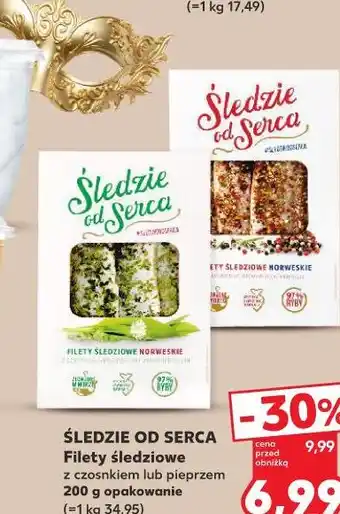 Kaufland ŚLEDZIE OD SERCA Filety śledziowe z czosnkiem lub pieprzem oferta