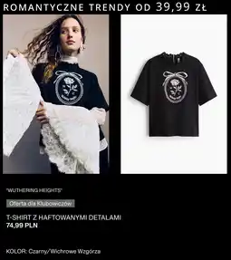 H&M T-shirt z haftowanymi detalami Wuthering Heights, czarny/Wichrowe Wzgórza oferta