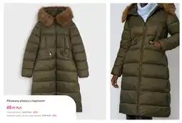 Sinsay Pikowany płaszcz z kapturem (khaki z futerkowym kapturem) oferta