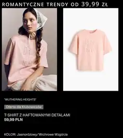 H&M T-shirt z haftowanymi detalami Drive me mad. (jasnoróżowy, Wuthering Heights) Wichrowe Wzgórza oferta