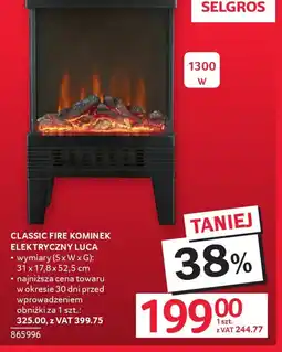 Selgros Kominek elektryczny Classic Fire Luca oferta