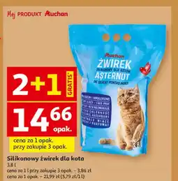 Auchan Żwirek silikonowy dla kotów hipoalergiczny zbrylający Auchan Różnorodne (Logo Czerwone) oferta