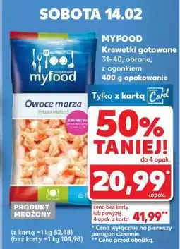 Kaufland MYFOOD Krewetki gotowane 31-40, obrane, z ogonkiem 400 g opakowanie oferta