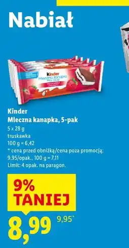 Lidl Kinder Mleczna kanapka, 5-pak oferta