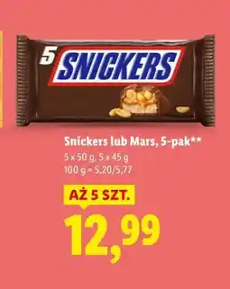 Lidl Snickers lub Mars, 5-pak oferta