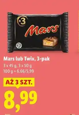 Lidl Mars lub Twix, 3-pak oferta
